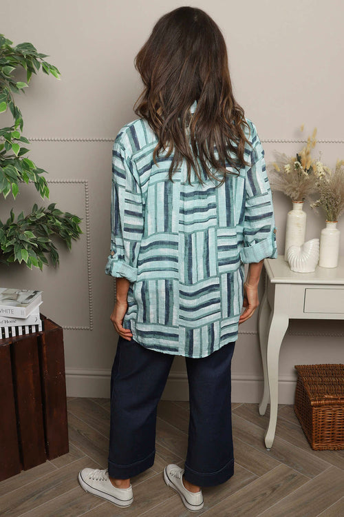 Glenna Pattern Cotton Top Sage Green - Image 4