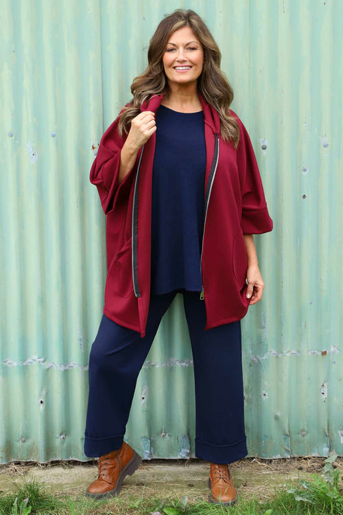 Marjorie Zip Hooded Jacket Wine - Image 2