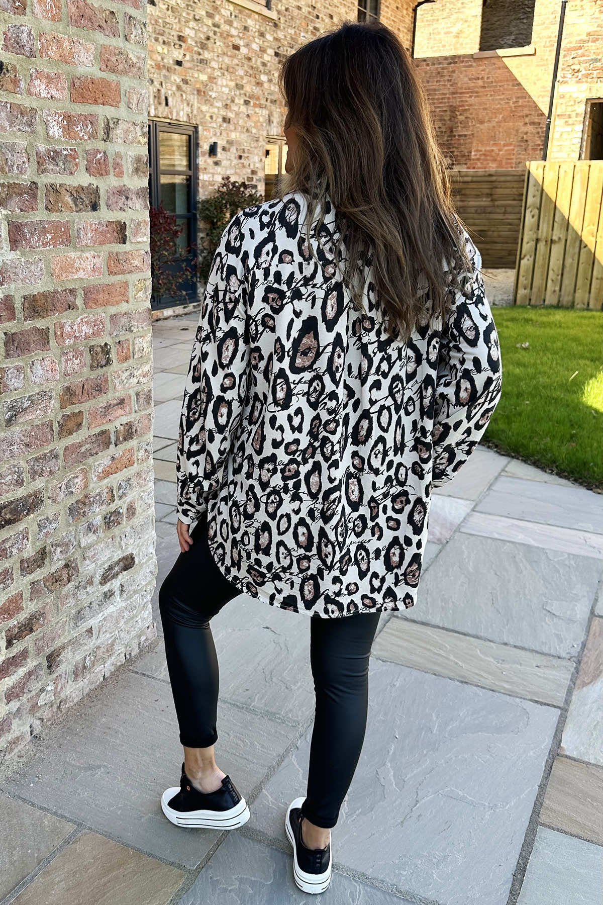 Rosabel Leopard Print Cotton Shirt Stone