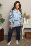 Glenna Pattern Cotton Top Blue
