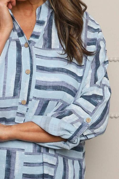 Glenna Pattern Cotton Top Blue - Image 3
