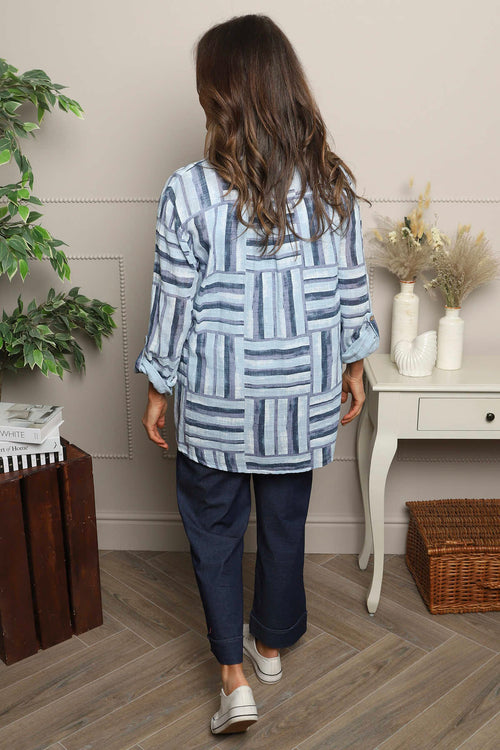 Glenna Pattern Cotton Top Blue - Image 4