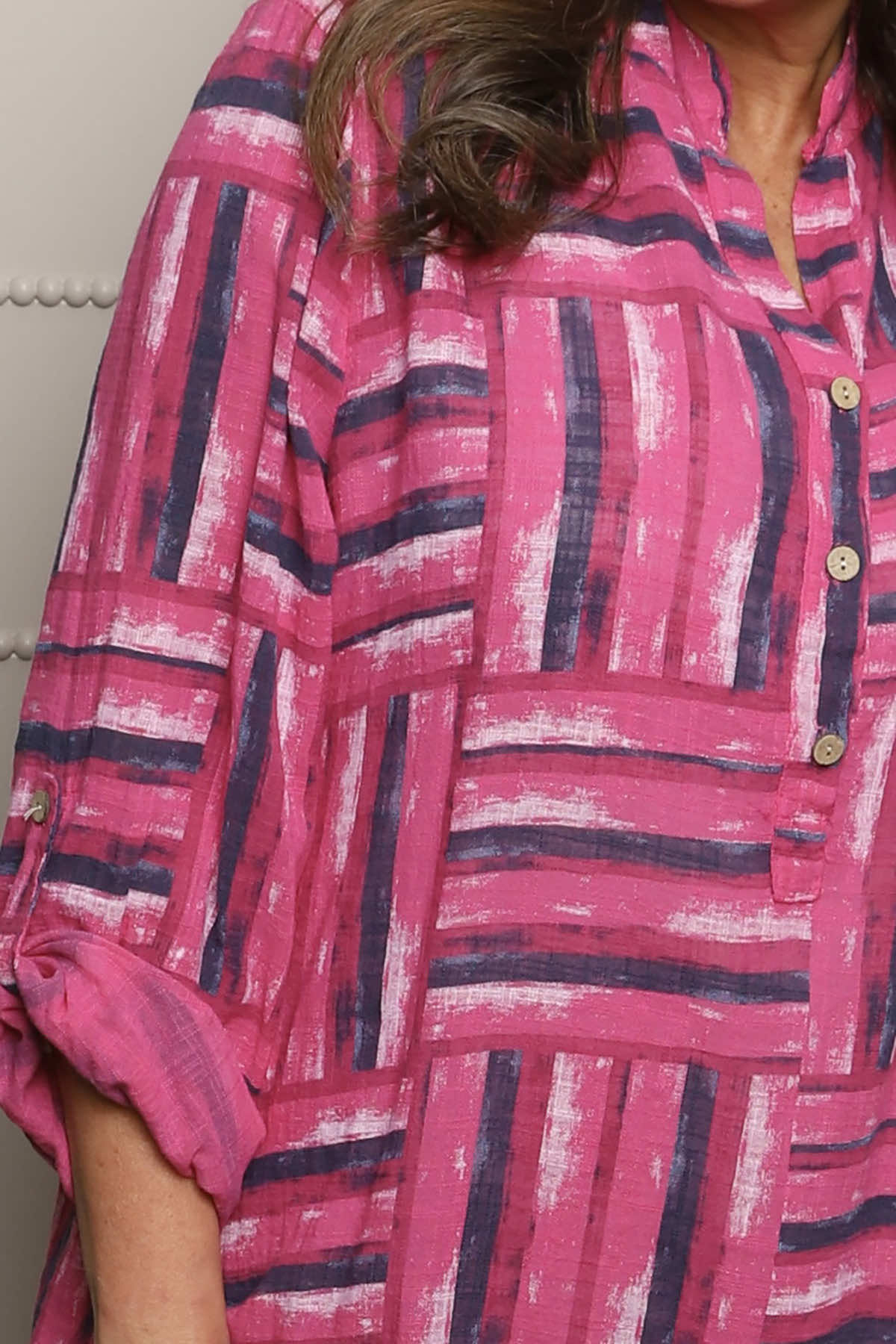 Glenna Pattern Cotton Top Fuchsia