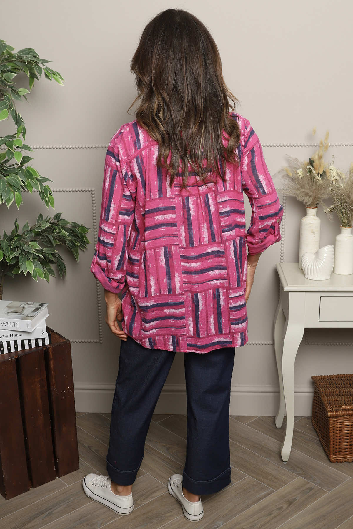 Glenna Pattern Cotton Top Fuchsia