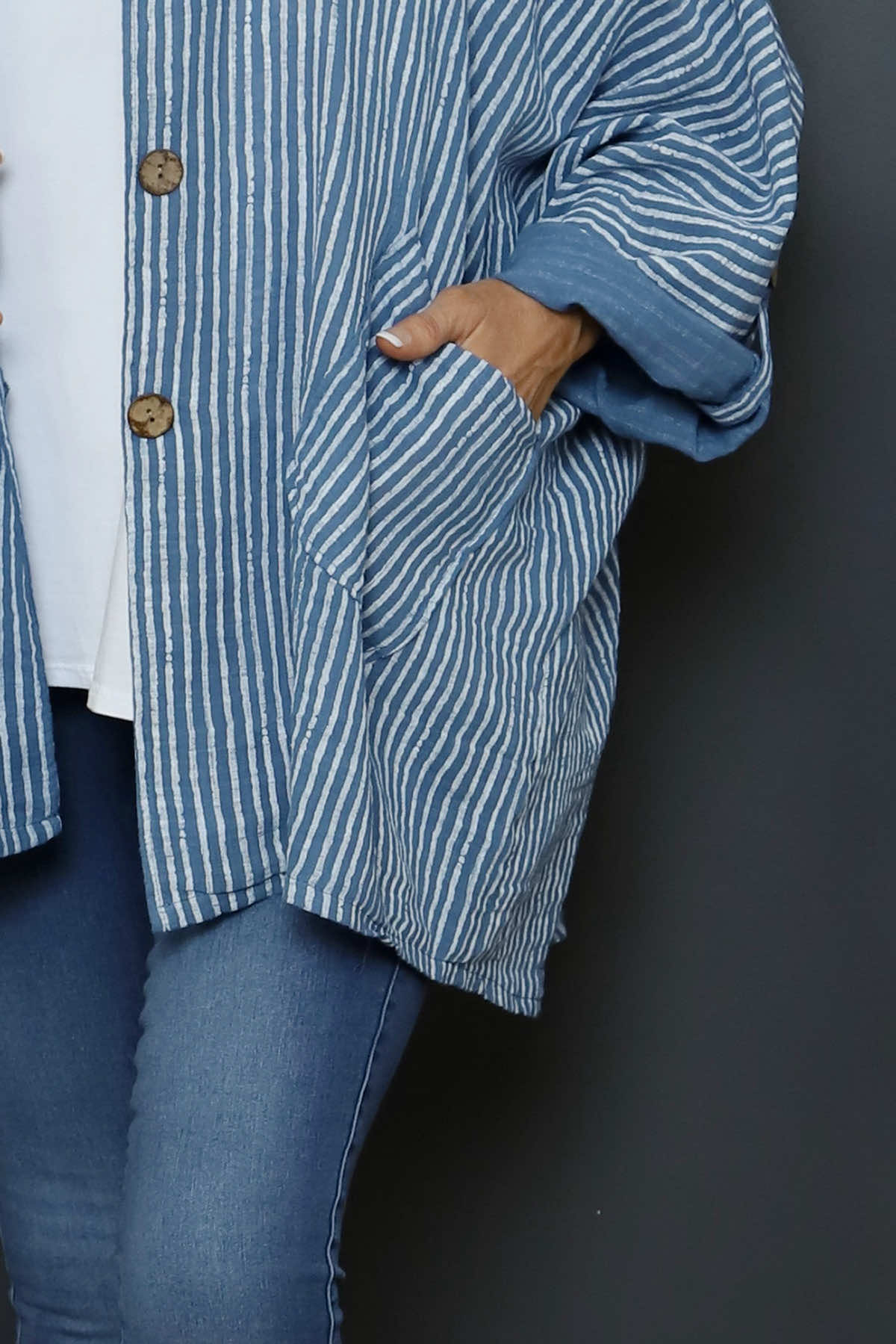 Carlota Stripe Linen Jacket Blue