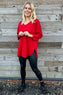 Billie V-Neck Cotton Top Red