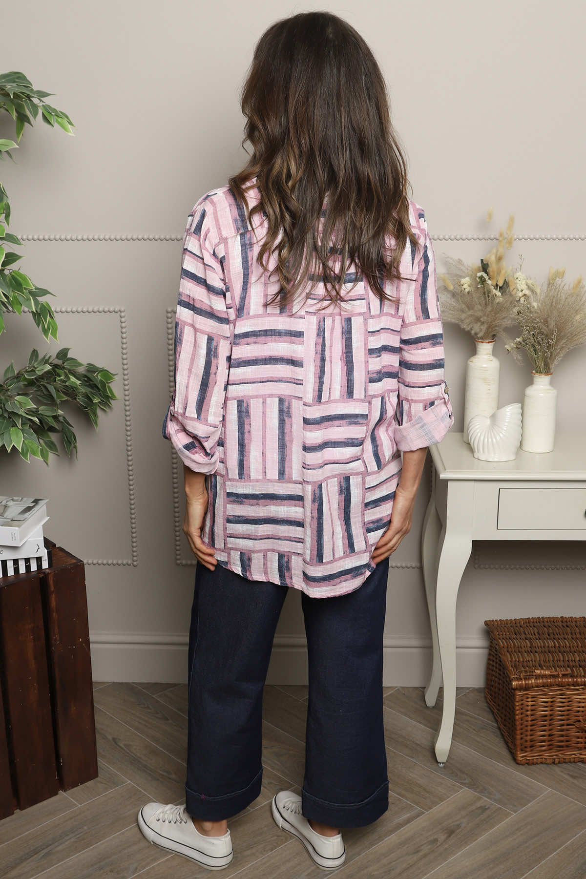 Glenna Pattern Cotton Top Pink