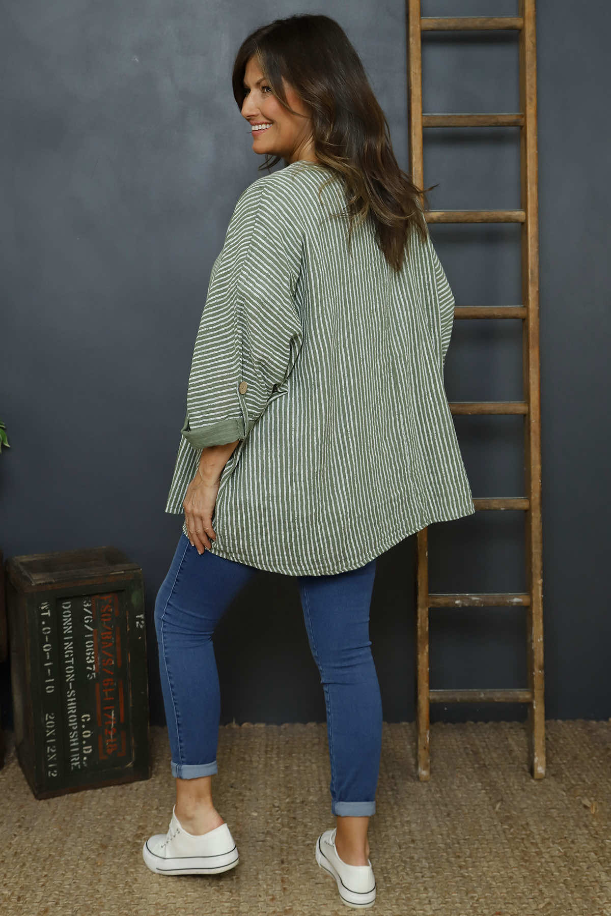 Carlota Stripe Linen Jacket Khaki