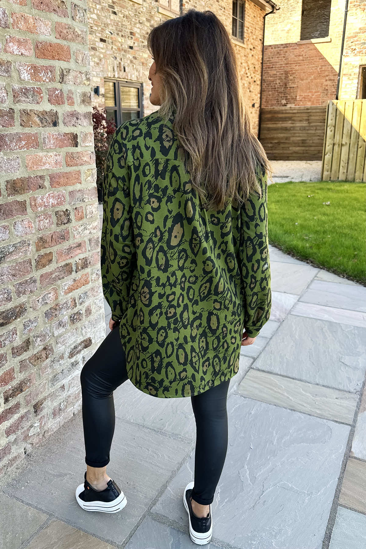 Rosabel Leopard Print Cotton Shirt Olive