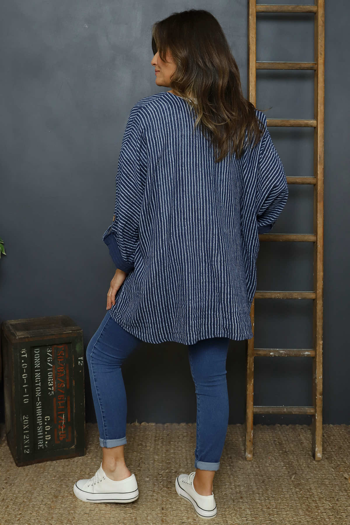 Carlota Stripe Linen Jacket Navy