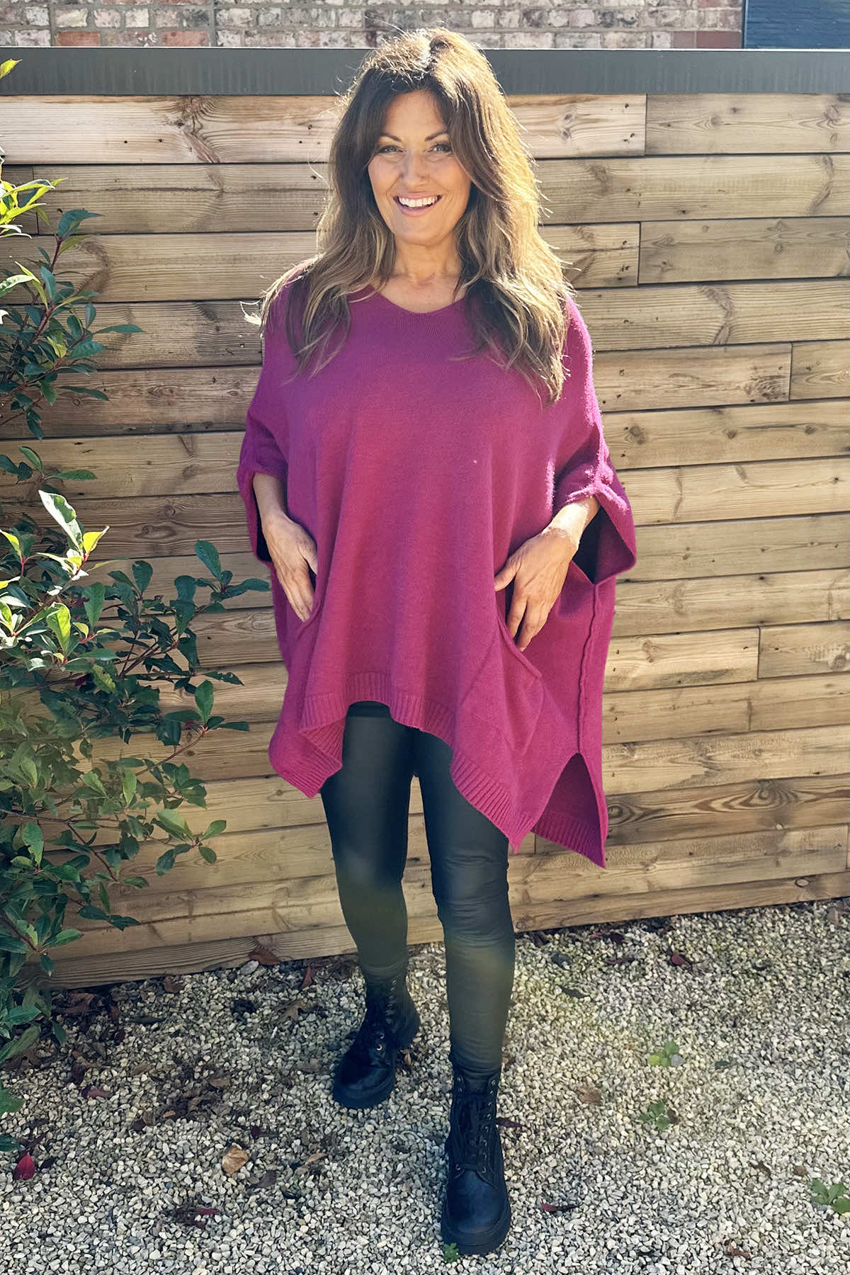 Ellie V-Neck Poncho Jumper Purple