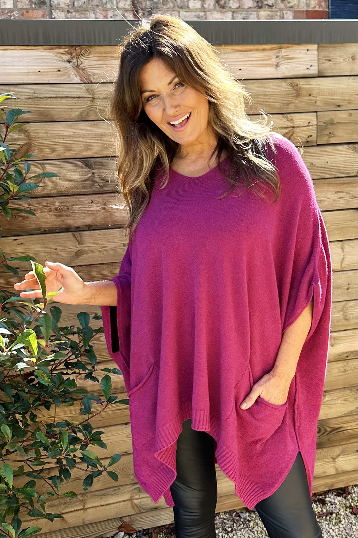 Ellie V-Neck Poncho Jumper Purple