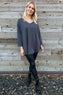 Billie V-Neck Cotton Top Charcoal