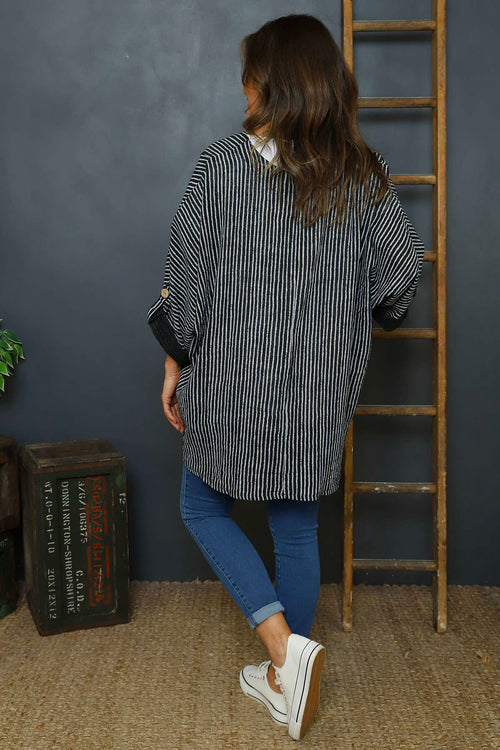 Carlota Stripe Linen Jacket Black - Image 4