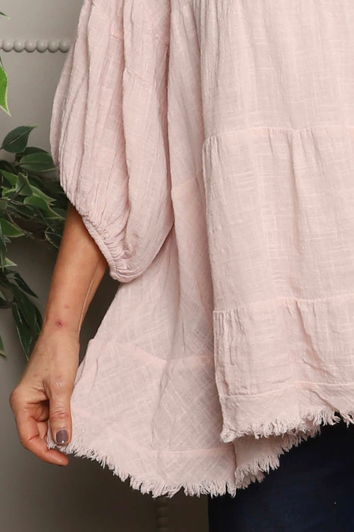 Bingham Tiered Cotton Top Pink - Image 3