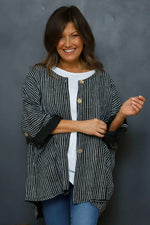 Carlota Stripe Linen Jacket Black Black - Carlota Stripe Linen Jacket Black