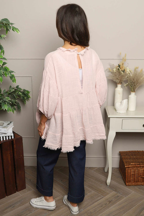 Bingham Tiered Cotton Top Pink - Image 4