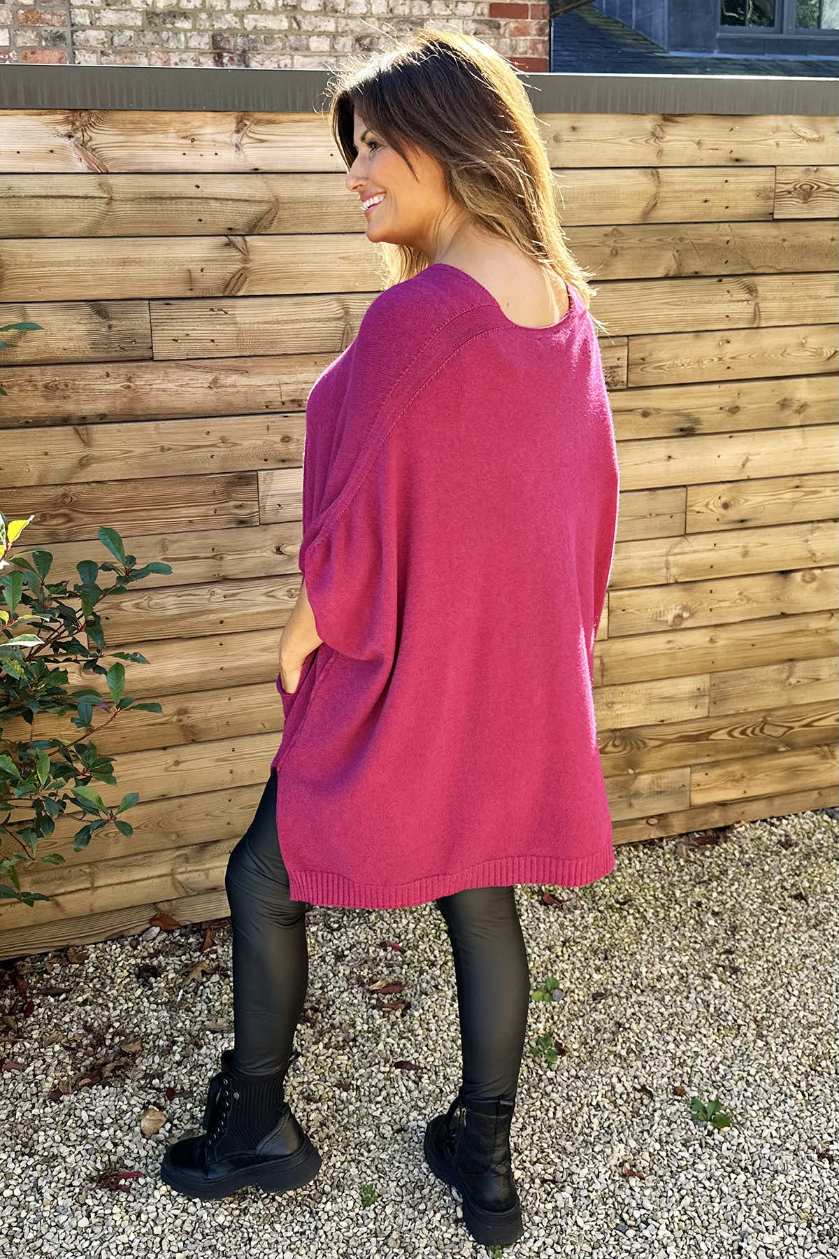 Ellie V-Neck Poncho Jumper Purple