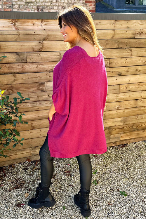 Ellie V-Neck Poncho Jumper Purple - Image 4