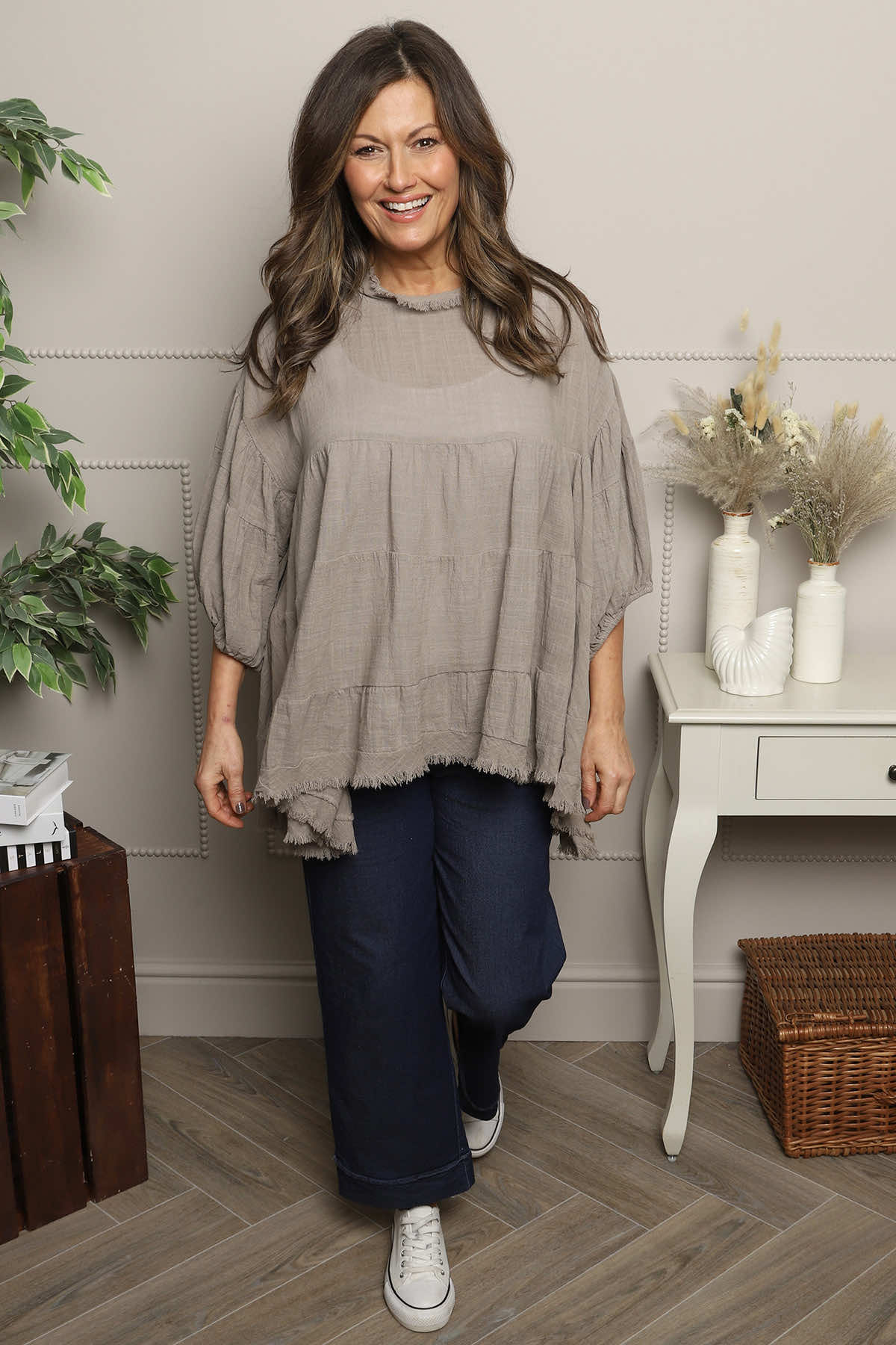 Bingham Tiered Cotton Top Mocha
