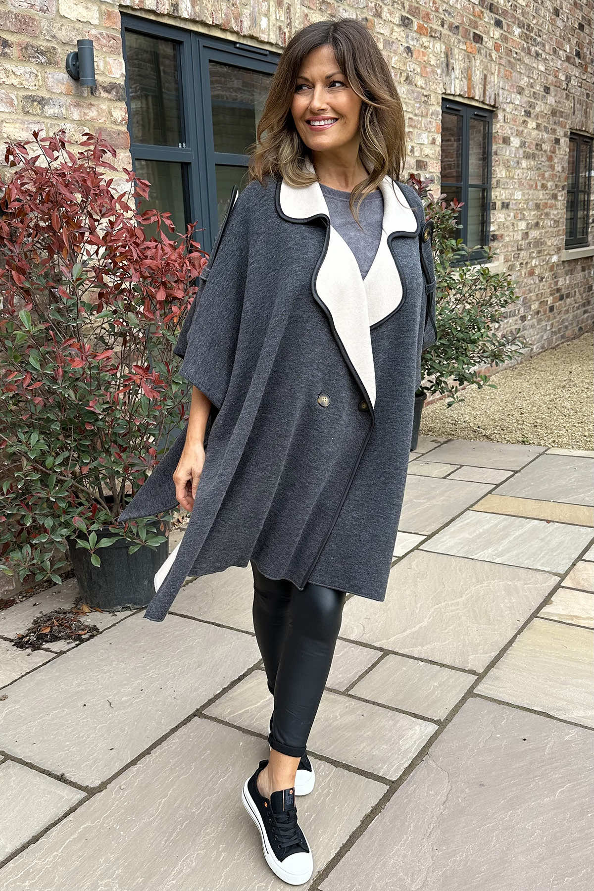 Grey cape jacket best sale