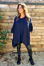 Ellie V-Neck Poncho Jumper Navy Navy - Ellie V-Neck Poncho Jumper Navy