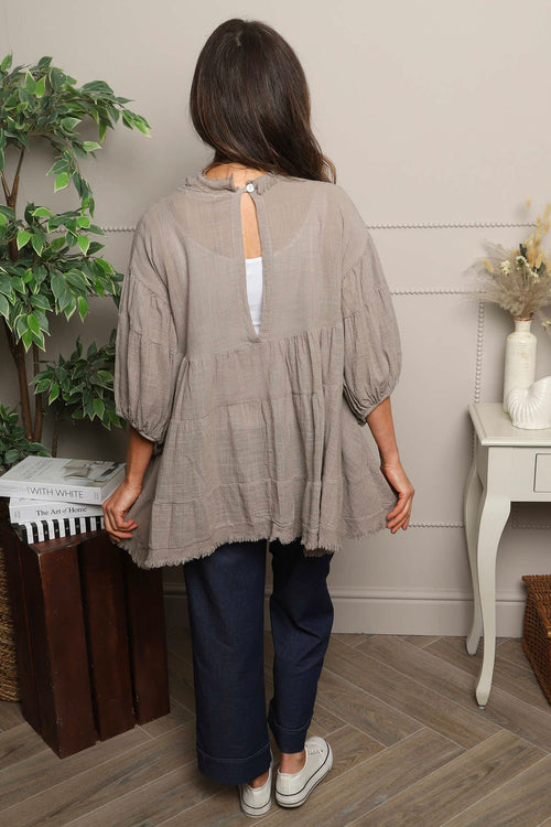 Bingham Tiered Cotton Top Mocha - Image 4