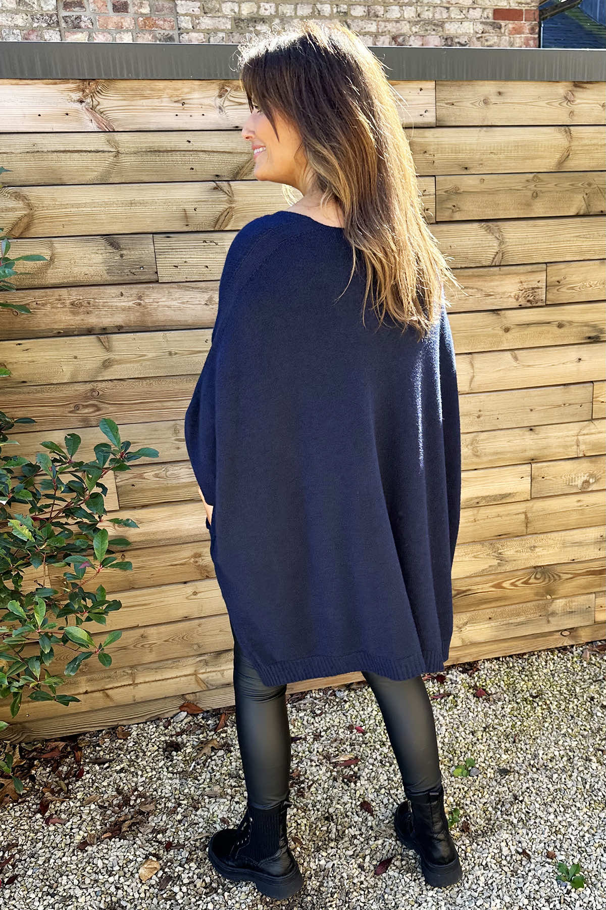 Ellie V-Neck Poncho Jumper Navy