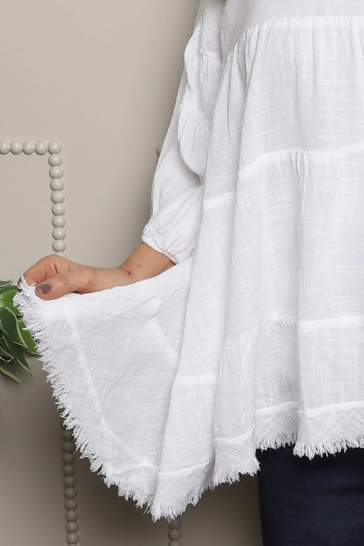 Bingham Tiered Cotton Top White