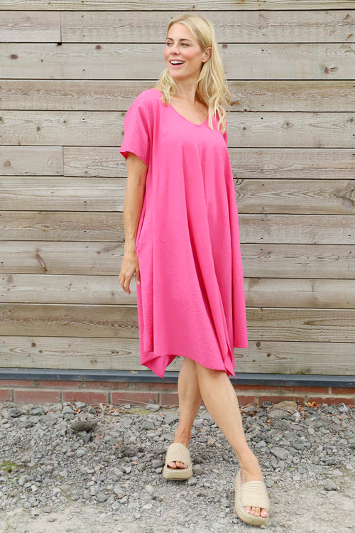 Made In Italy Nivana Dip Side Linen Dress | Kit and Kaboodal