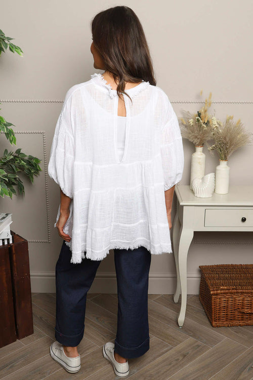 Bingham Tiered Cotton Top White - Image 4