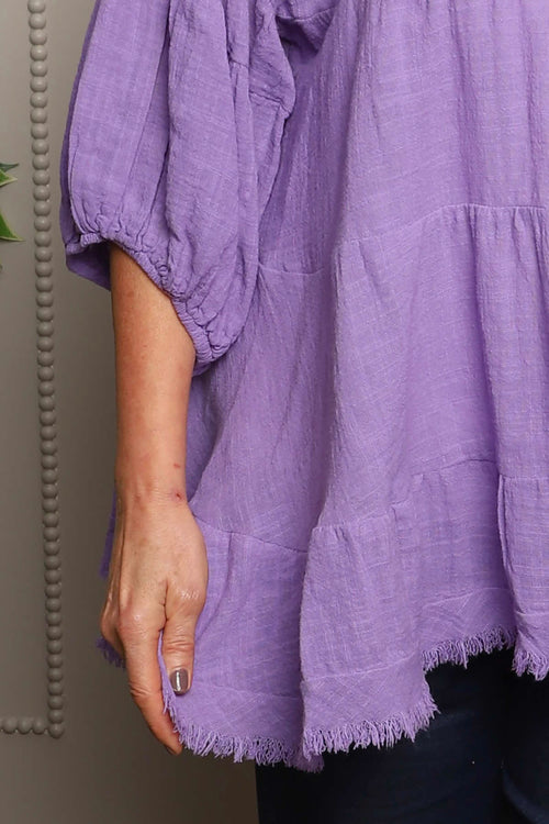 Bingham Tiered Cotton Top Purple - Image 3
