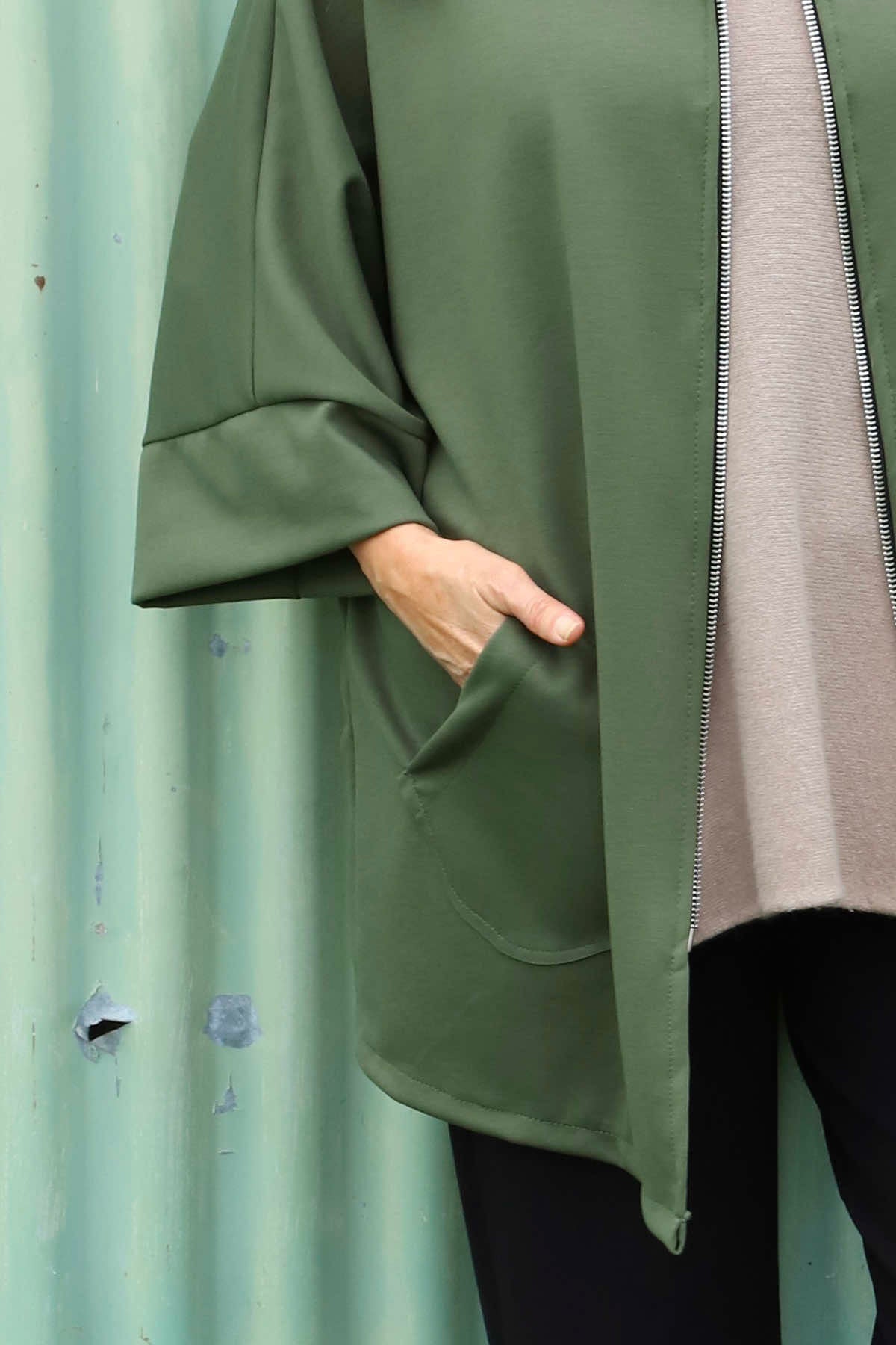 Marjorie Zip Hooded Jacket Khaki