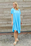 Nivana Dip Side Linen Dress Kingfisher