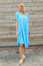 Nivana Dip Side Linen Dress Kingfisher