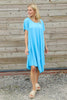 Nivana Dip Side Linen Dress Kingfisher