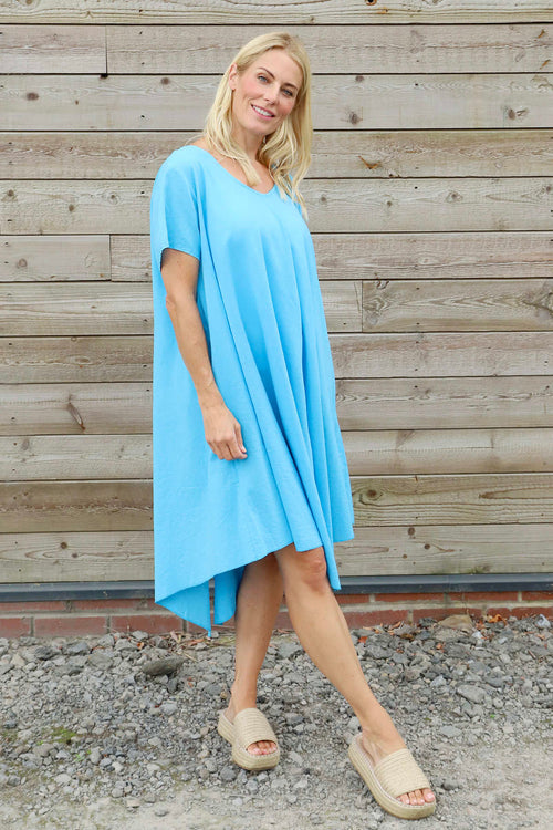 Nivana Dip Side Linen Dress Kingfisher - Image 2