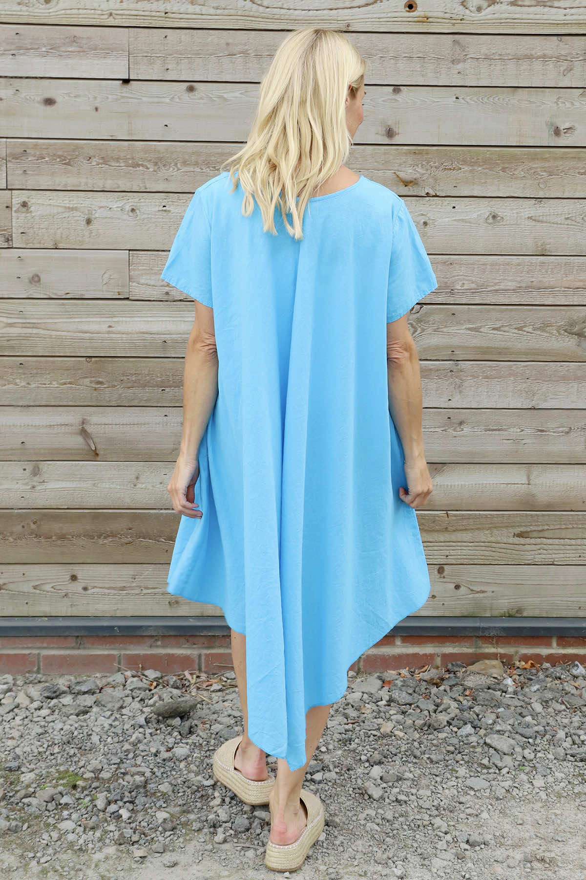 Nivana Dip Side Linen Dress Kingfisher