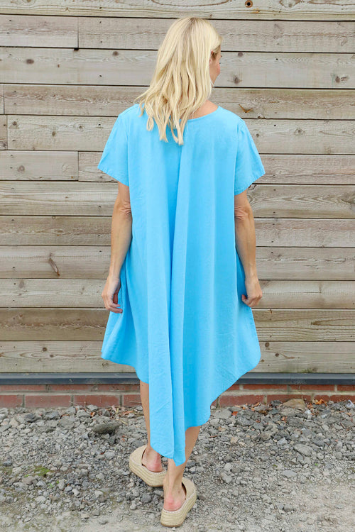 Nivana Dip Side Linen Dress Kingfisher - Image 4
