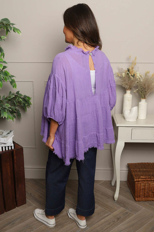 Bingham Tiered Cotton Top Purple - Image 4