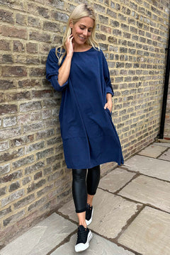 Deborah Needlecord Dress Navy