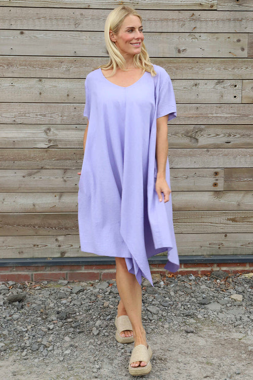 Nivana Dip Side Linen Dress Lilac - Image 2