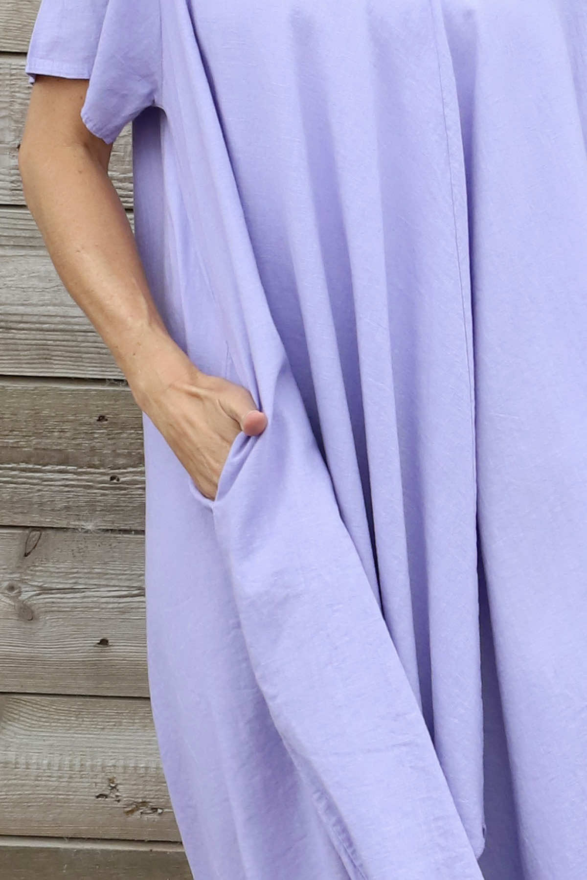 Nivana Dip Side Linen Dress Lilac