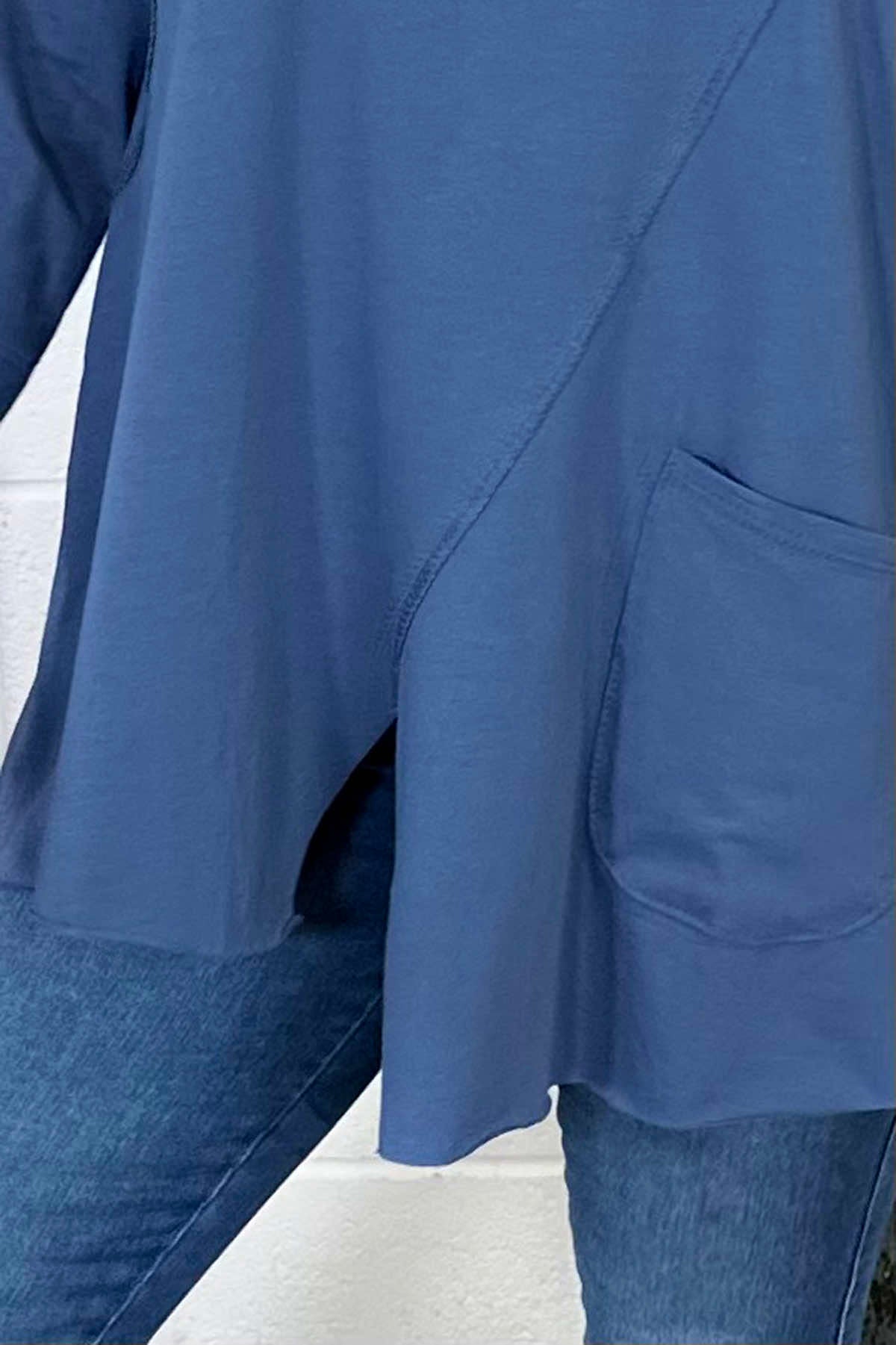 Brandina Seam Detail Cotton Top Blue