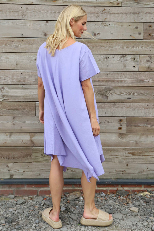 Nivana Dip Side Linen Dress Lilac - Image 4