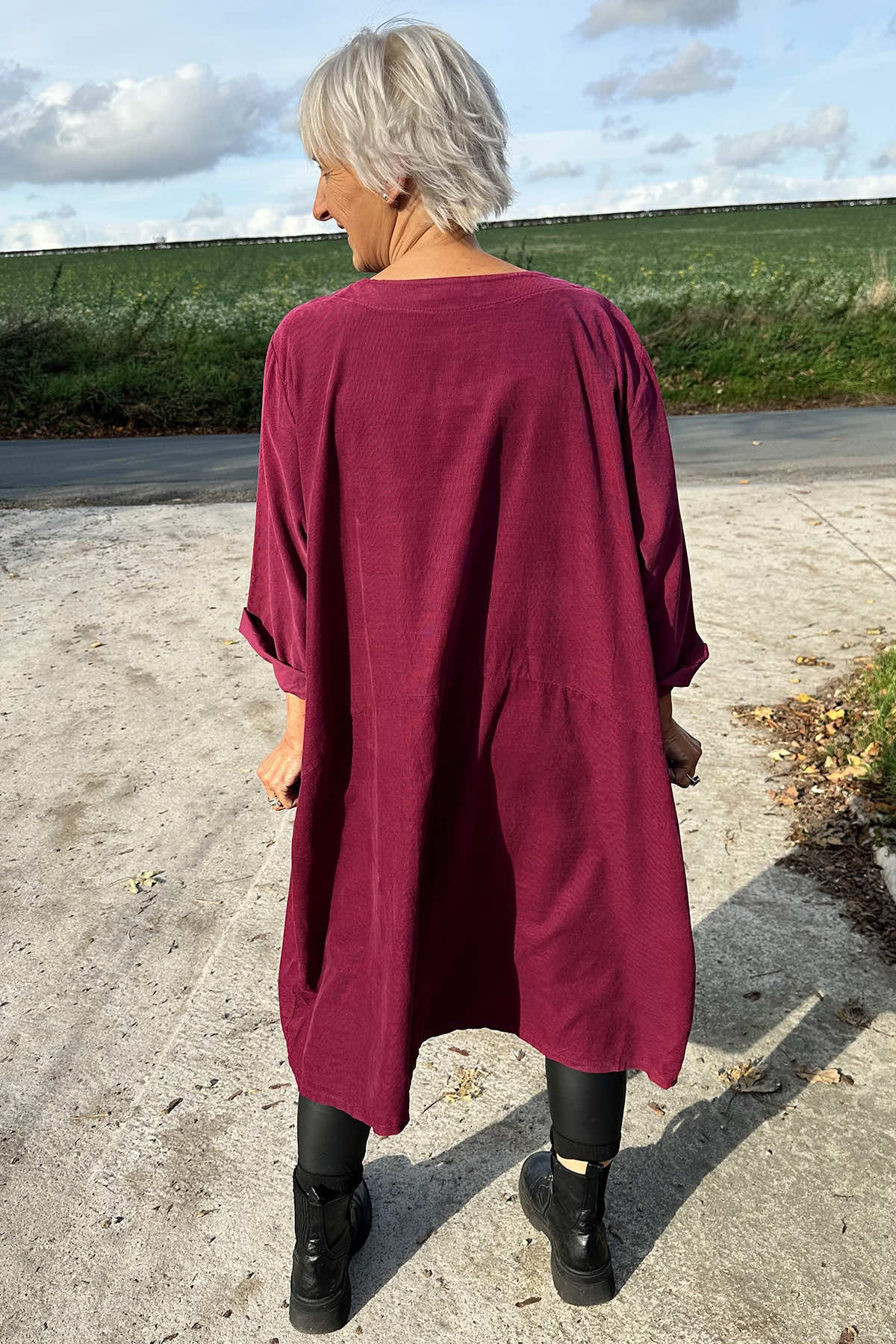 Junia Needlecord Tunic Burgundy