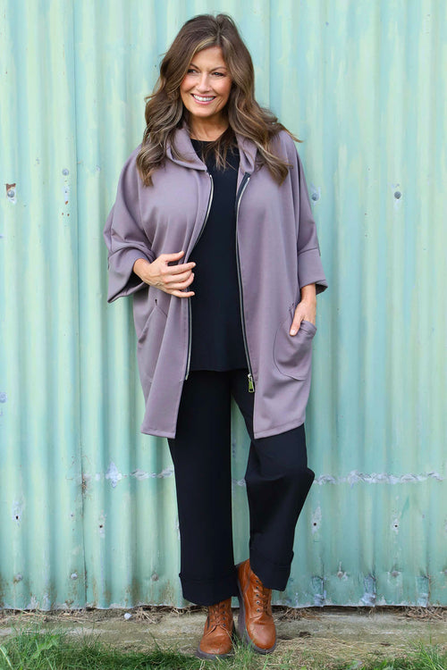 Marjorie Zip Hooded Jacket Mocha - Image 1