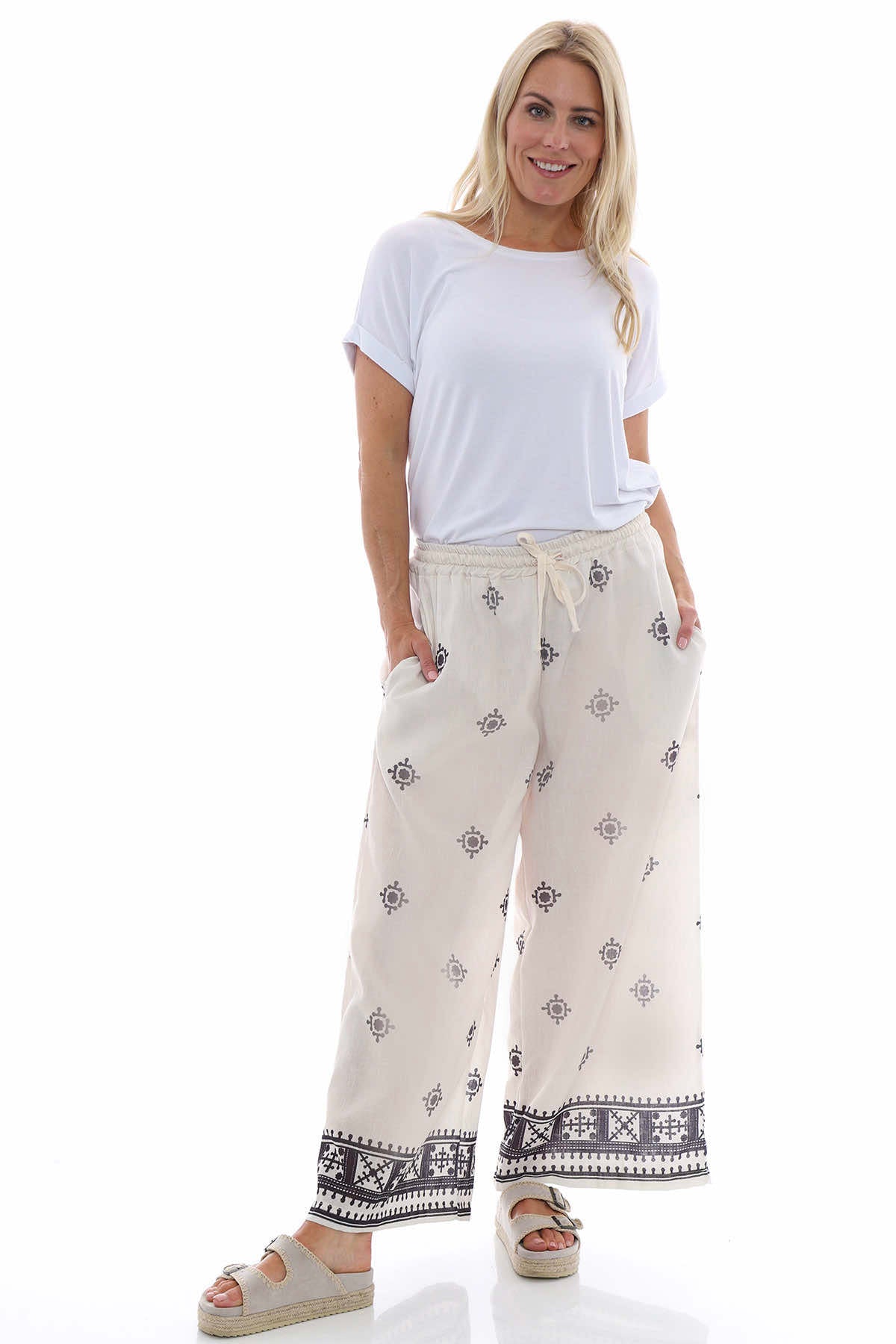 Fazara Print Trousers Stone