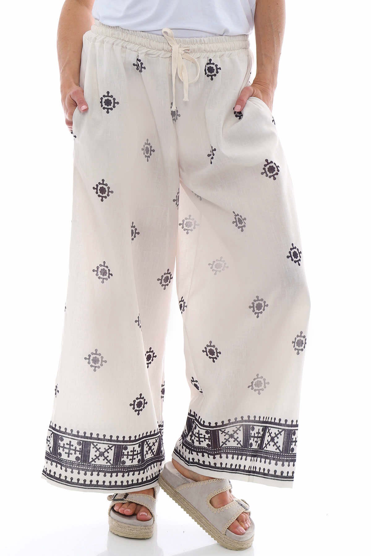 Fazara Print Trousers Stone