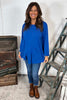 Brandina Seam Detail Cotton Top Cobalt